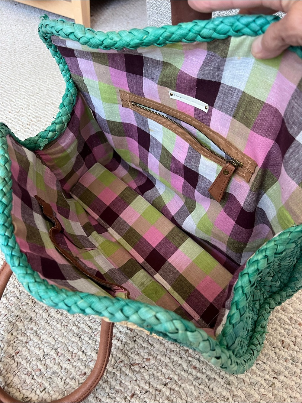 Anthropologie Pilcro and the Letterpress Rattan Woven Bag Purse Tote Green - Picture 10 of 12